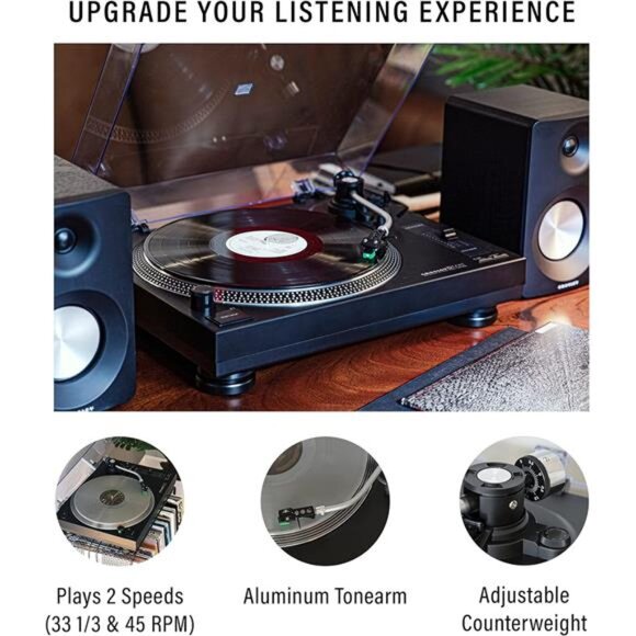 Belt-Drive Bluetooth Turntable Record Player with Adjustable Counterweight - Picture 1 of 7
